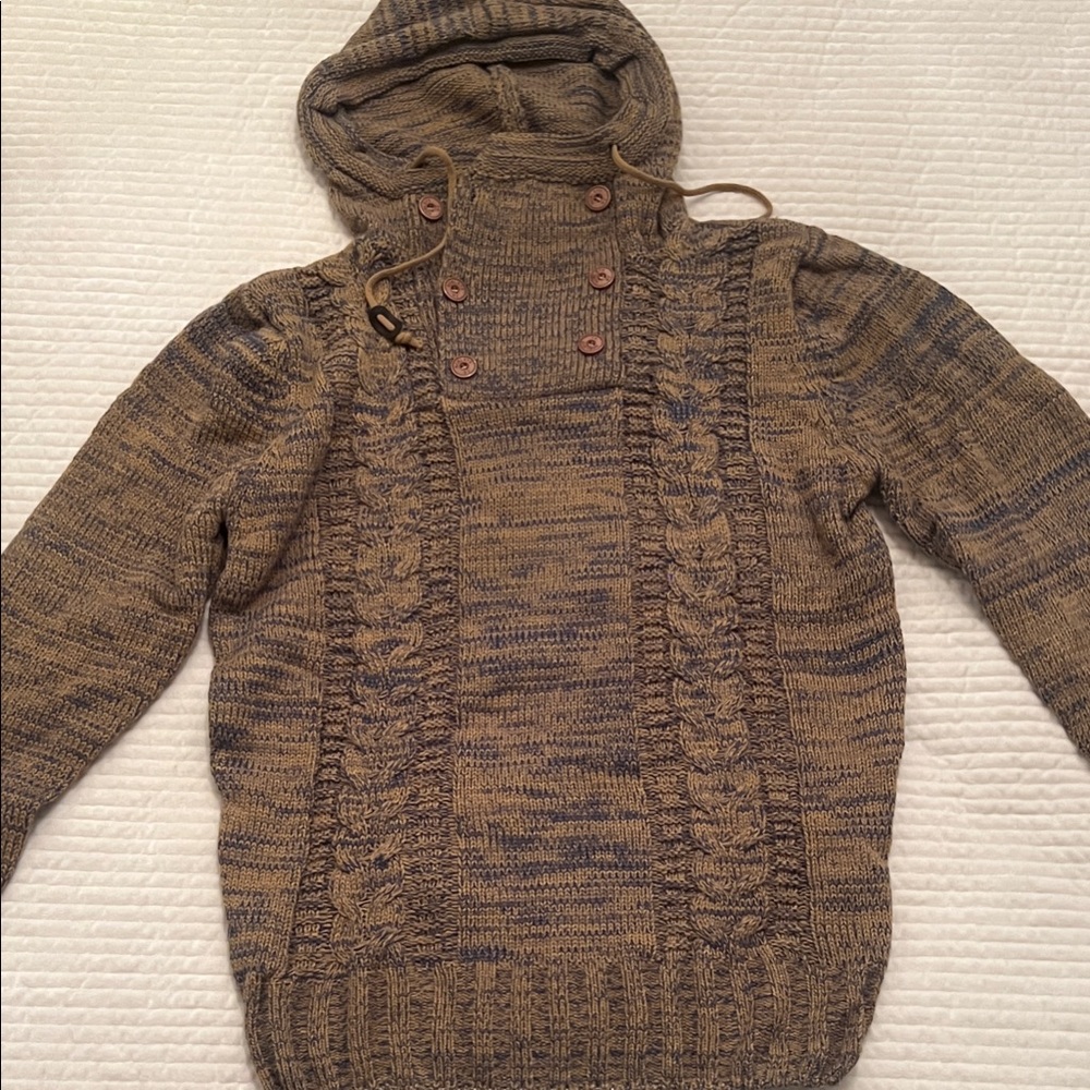 Elegant Unisex Tan Cable Knit Turtleneck Sweater